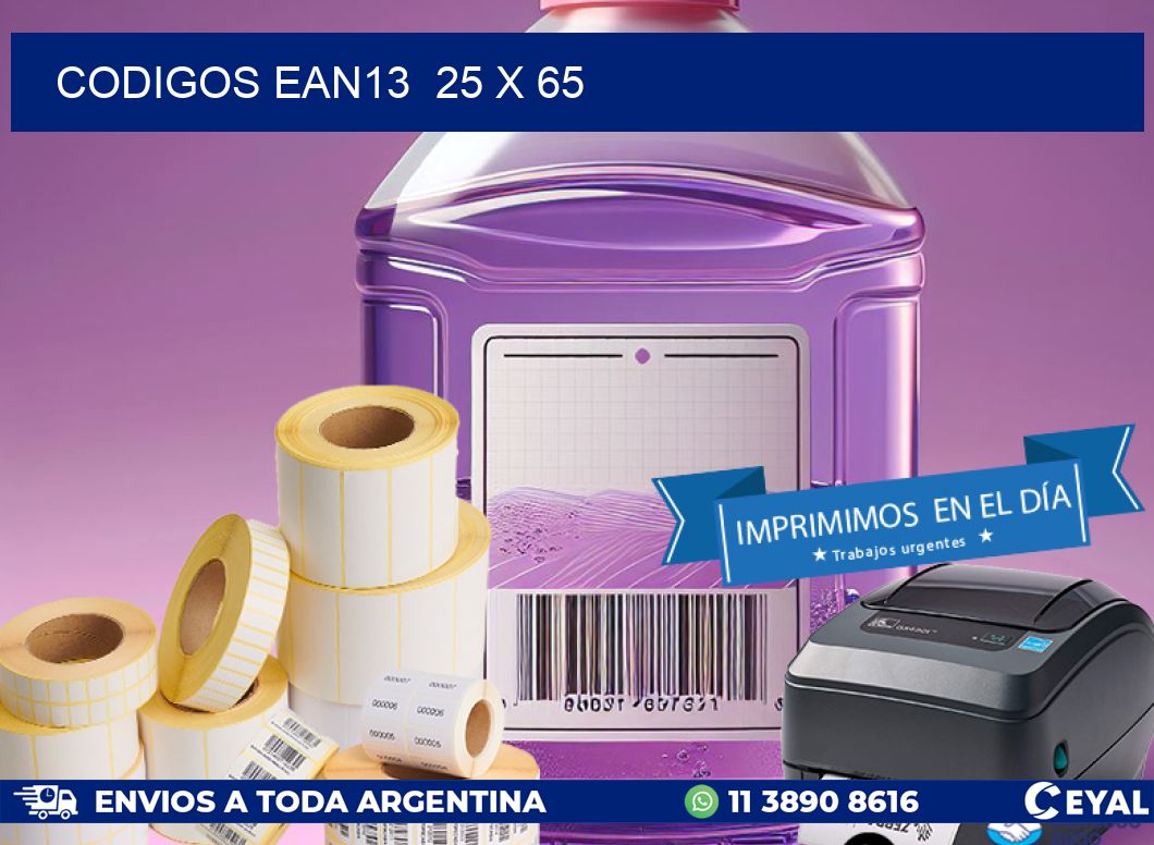 CODIGOS EAN13  25 x 65