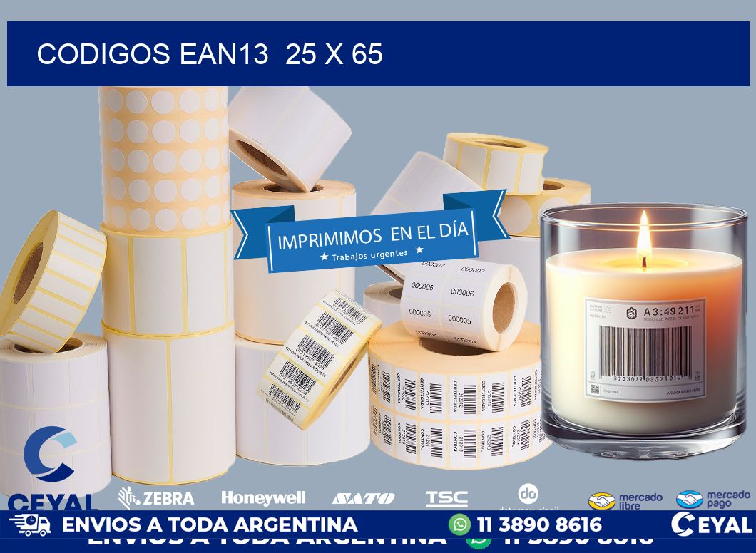 CODIGOS EAN13  25 x 65