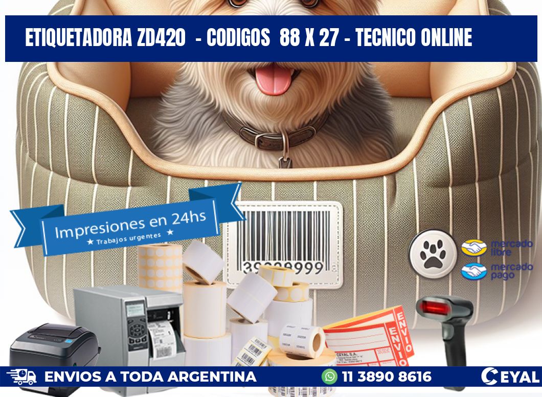 ETIQUETADORA ZD420  - CODIGOS  88 x 27 - TECNICO ONLINE