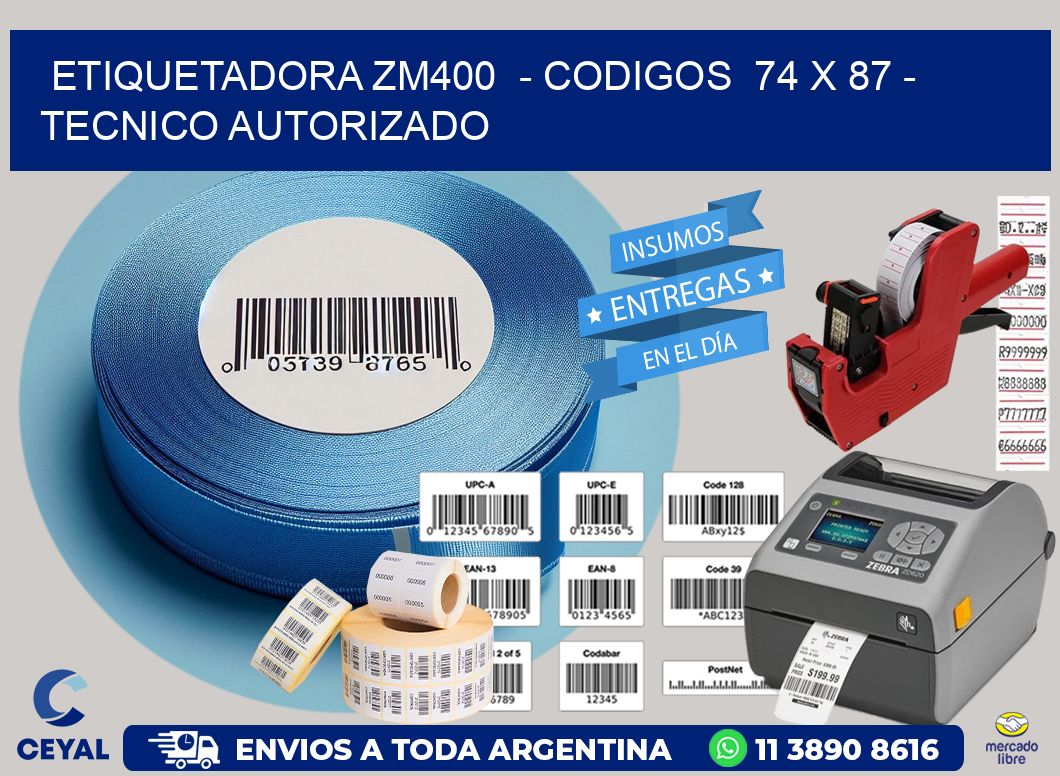 ETIQUETADORA ZM400  - CODIGOS  74 x 87 - TECNICO AUTORIZADO