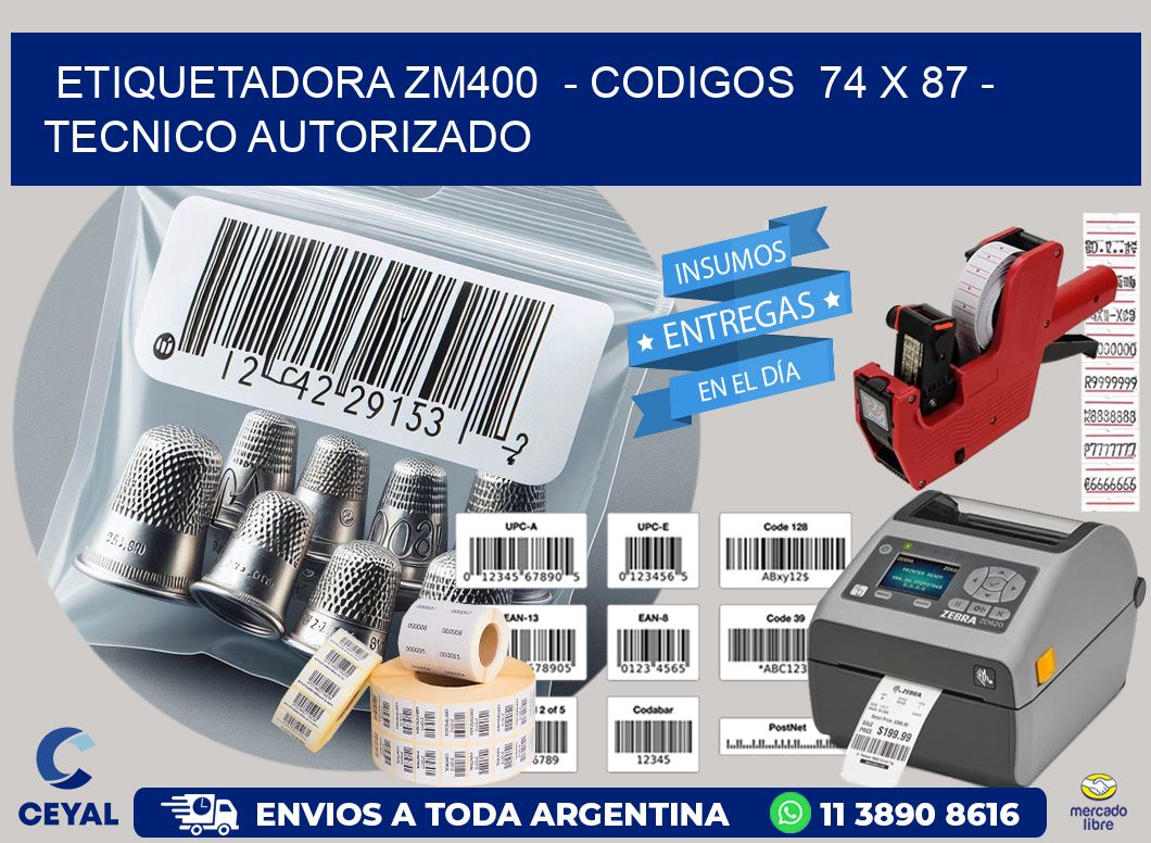 ETIQUETADORA ZM400  - CODIGOS  74 x 87 - TECNICO AUTORIZADO