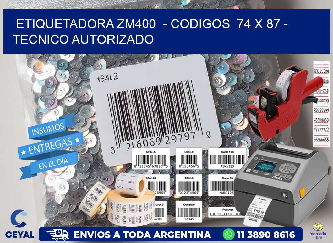 ETIQUETADORA ZM400  – CODIGOS  74 x 87 – TECNICO AUTORIZADO