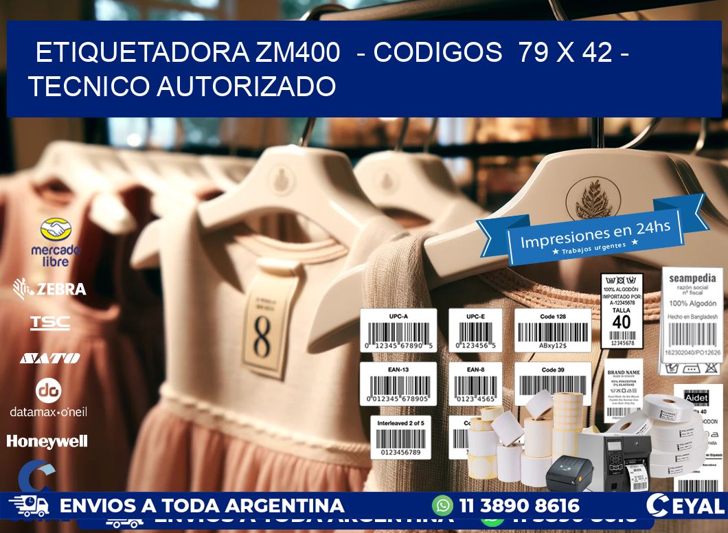 ETIQUETADORA ZM400  - CODIGOS  79 x 42 - TECNICO AUTORIZADO