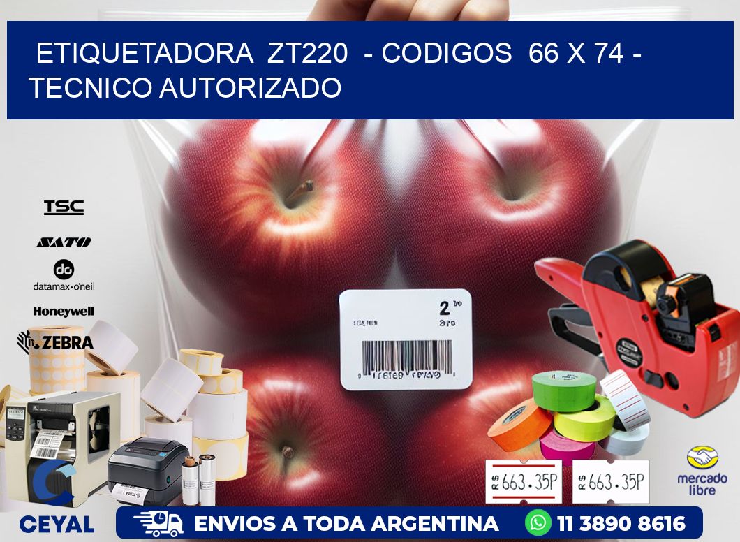 ETIQUETADORA  ZT220  - CODIGOS  66 x 74 - TECNICO AUTORIZADO