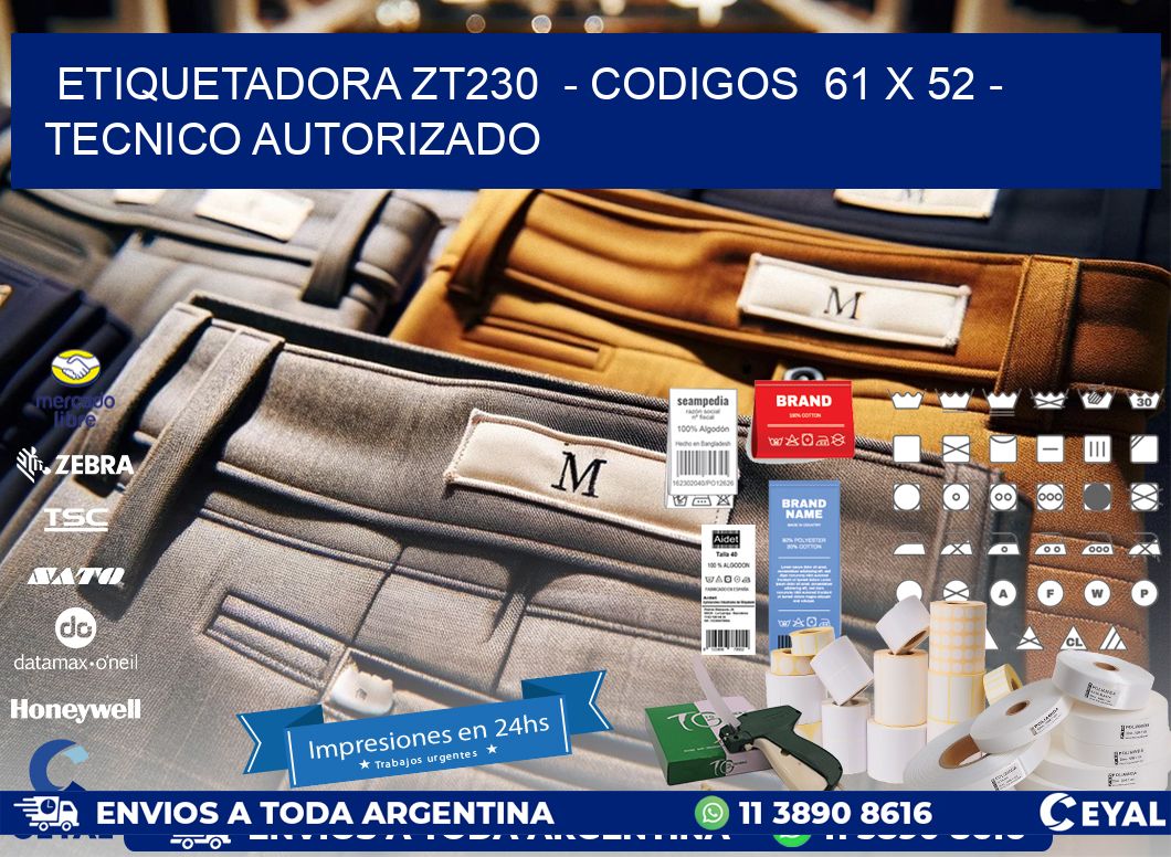 ETIQUETADORA ZT230  - CODIGOS  61 x 52 - TECNICO AUTORIZADO
