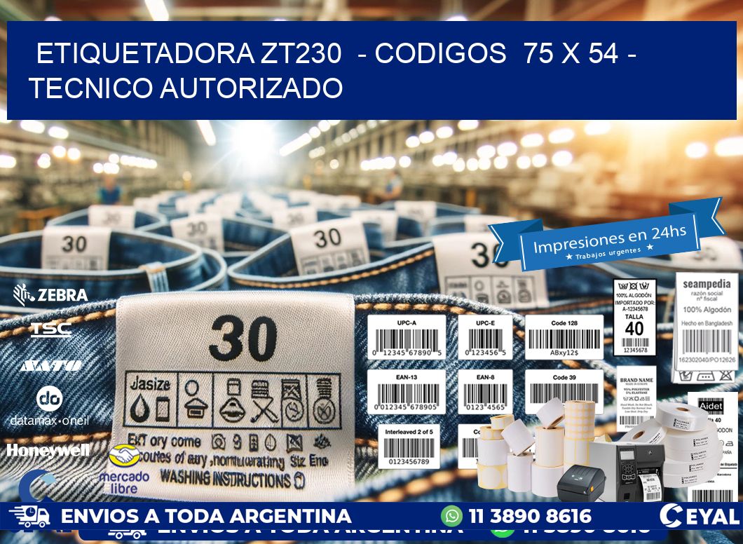 ETIQUETADORA ZT230  - CODIGOS  75 x 54 - TECNICO AUTORIZADO