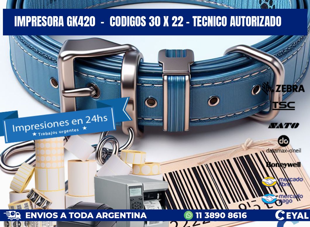 IMPRESORA GK420  -  CODIGOS 30 x 22 - TECNICO AUTORIZADO