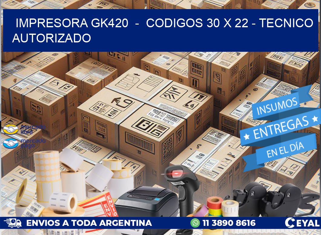 IMPRESORA GK420  -  CODIGOS 30 x 22 - TECNICO AUTORIZADO