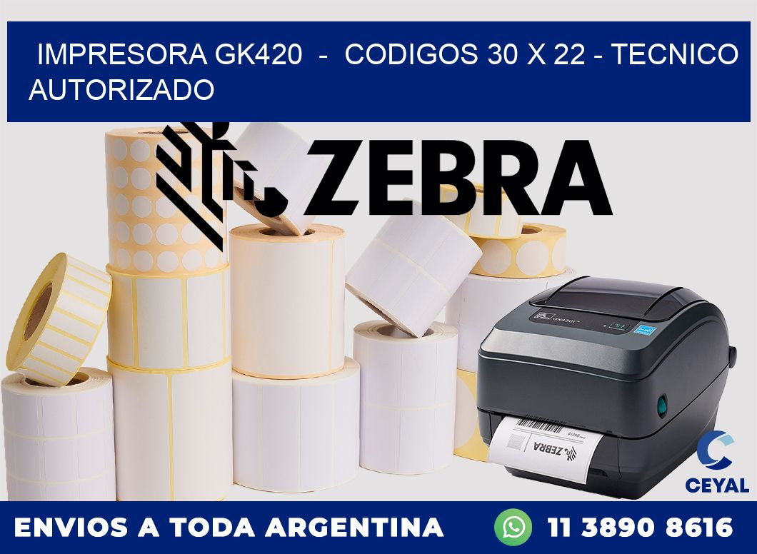IMPRESORA GK420  -  CODIGOS 30 x 22 - TECNICO AUTORIZADO