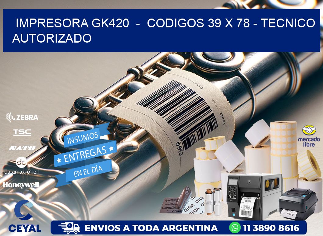 IMPRESORA GK420  -  CODIGOS 39 x 78 - TECNICO AUTORIZADO