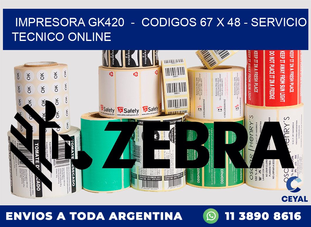 IMPRESORA GK420  -  CODIGOS 67 x 48 - SERVICIO TECNICO ONLINE