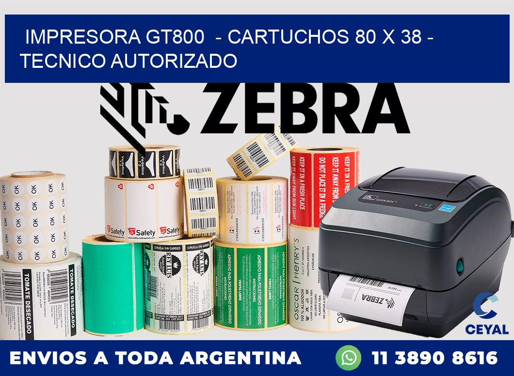 IMPRESORA GT800  - CARTUCHOS 80 x 38 - TECNICO AUTORIZADO