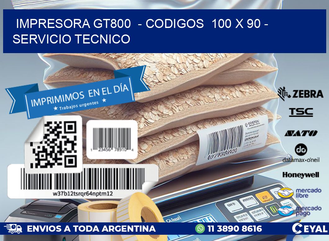 IMPRESORA GT800  - CODIGOS  100 x 90 - SERVICIO TECNICO