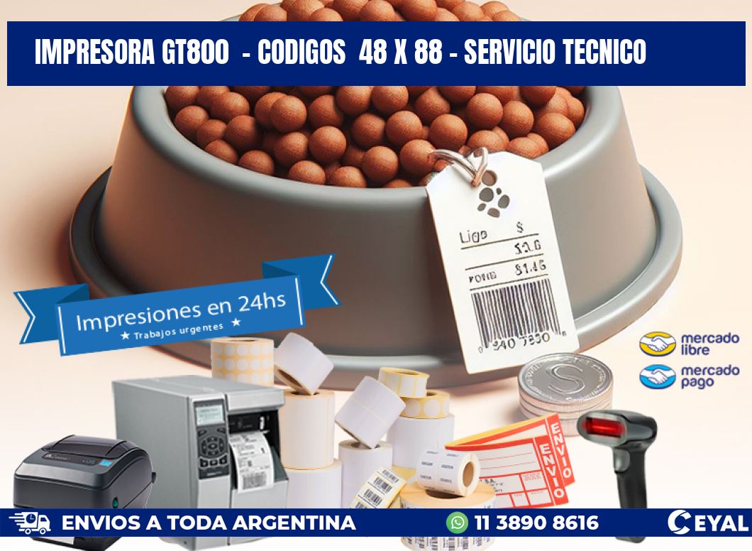 IMPRESORA GT800  - CODIGOS  48 x 88 - SERVICIO TECNICO