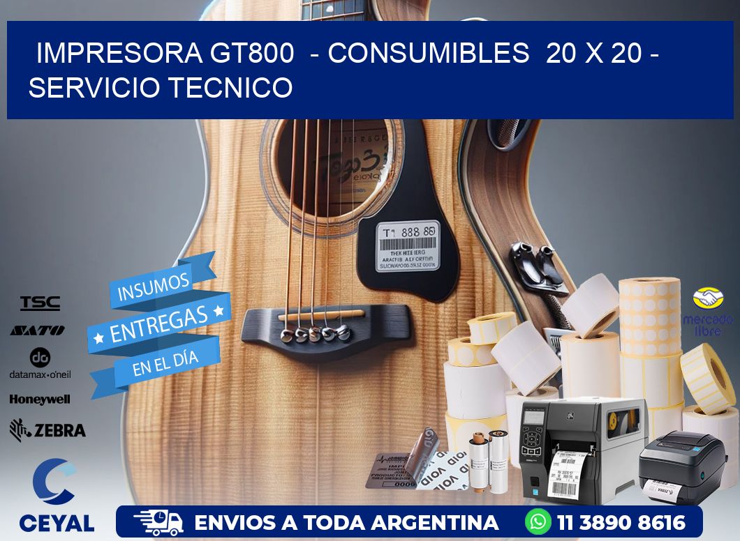 IMPRESORA GT800  - CONSUMIBLES  20 x 20 - SERVICIO TECNICO
