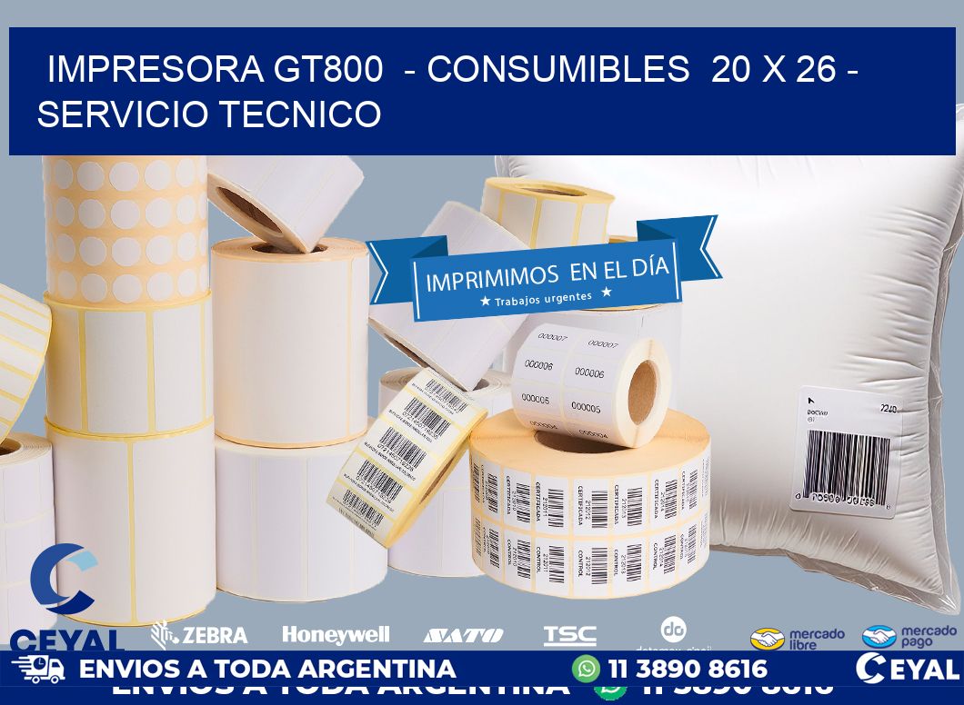IMPRESORA GT800  – CONSUMIBLES  20 x 26 – SERVICIO TECNICO