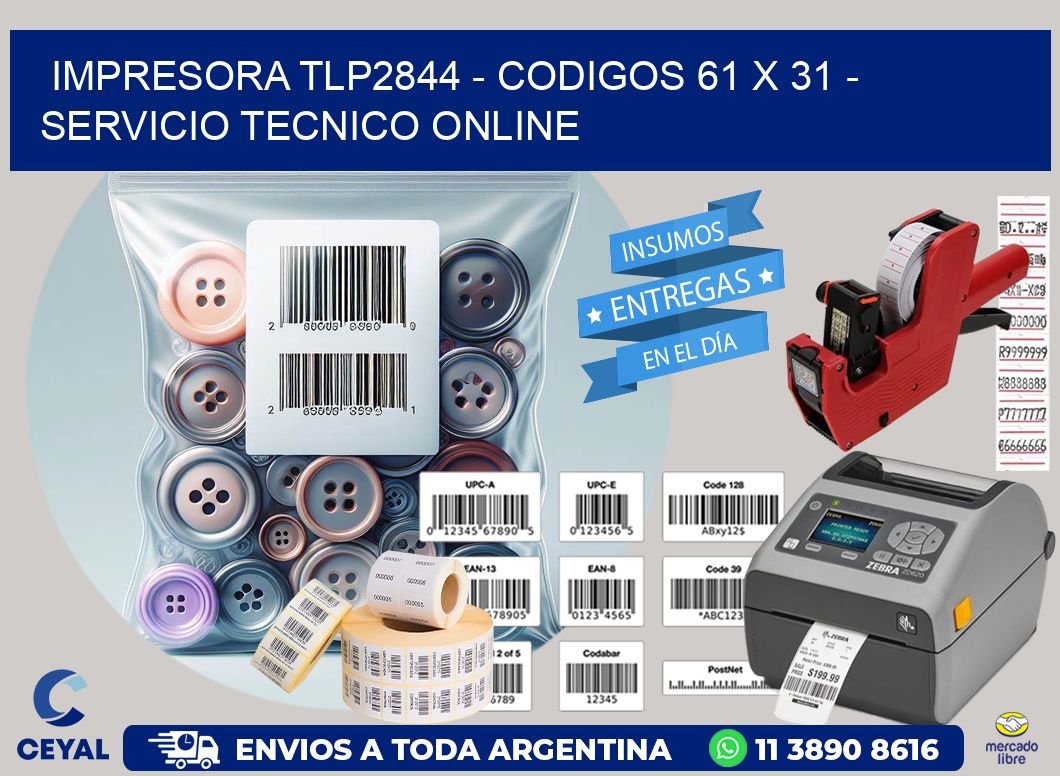 IMPRESORA TLP2844 - CODIGOS 61 x 31 - SERVICIO TECNICO ONLINE