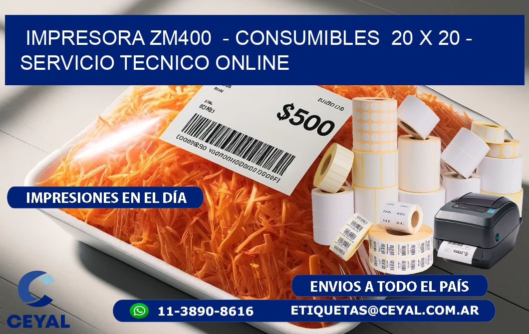 IMPRESORA ZM400  - CONSUMIBLES  20 x 20 - SERVICIO TECNICO ONLINE
