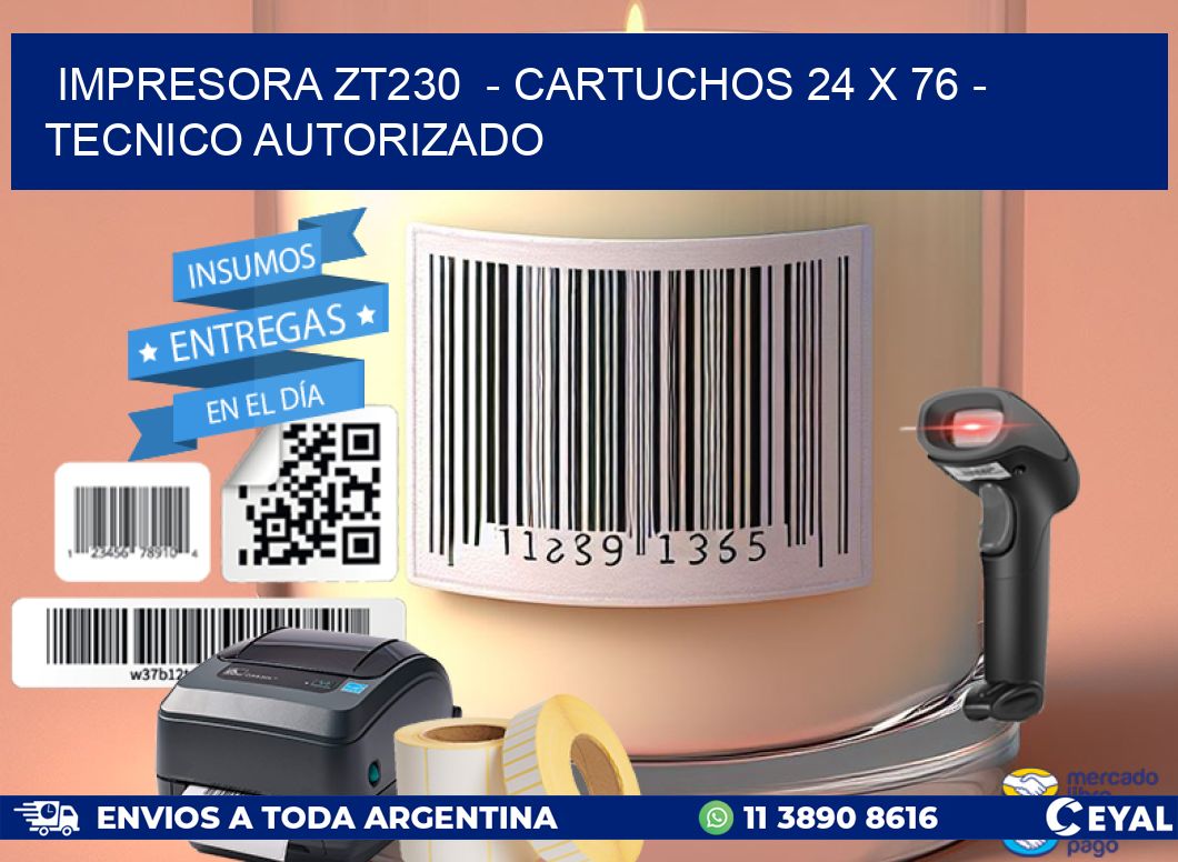 IMPRESORA ZT230  - CARTUCHOS 24 x 76 - TECNICO AUTORIZADO