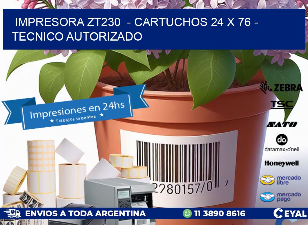 IMPRESORA ZT230  - CARTUCHOS 24 x 76 - TECNICO AUTORIZADO