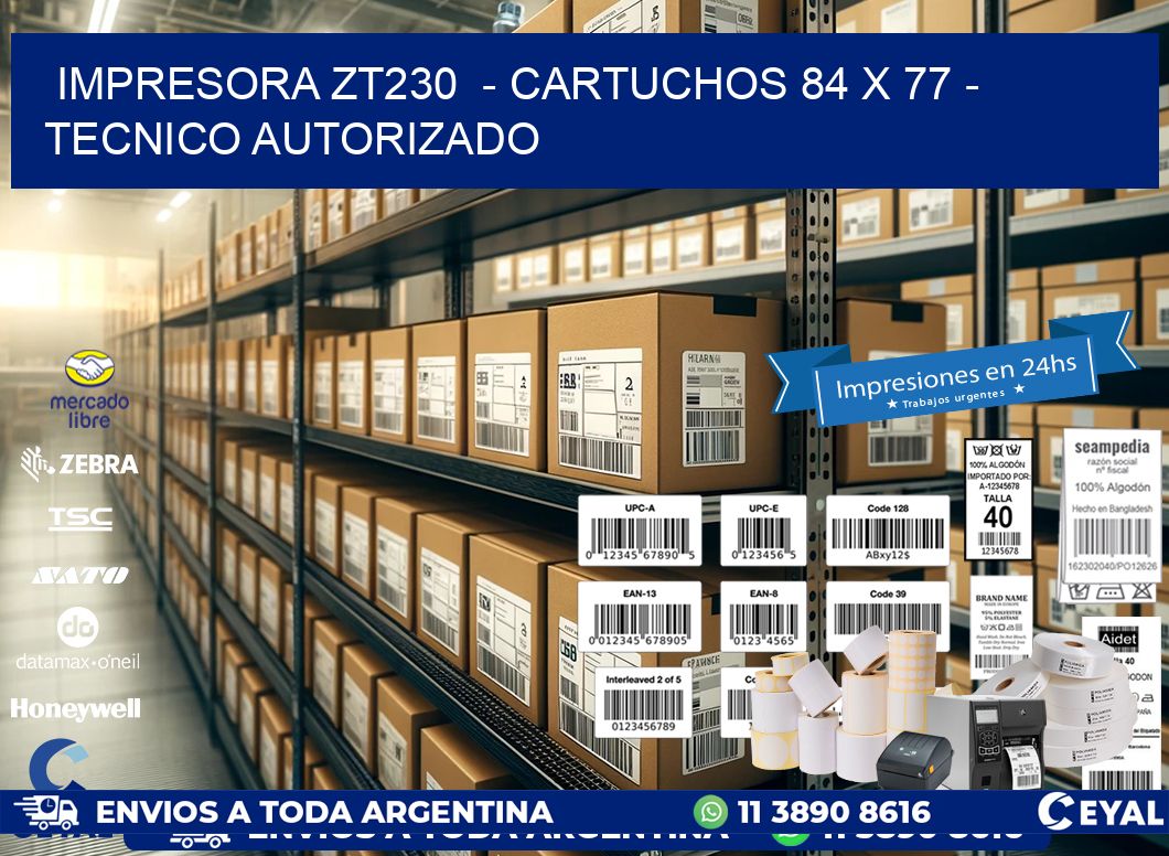IMPRESORA ZT230  - CARTUCHOS 84 x 77 - TECNICO AUTORIZADO