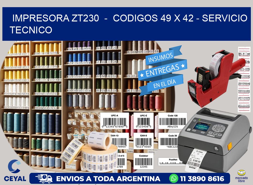 IMPRESORA ZT230  -  CODIGOS 49 x 42 - SERVICIO TECNICO