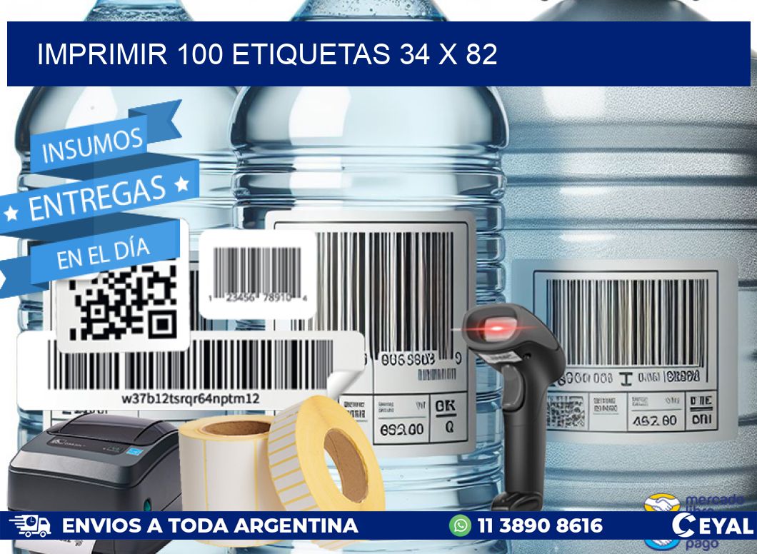 IMPRIMIR 100 ETIQUETAS 34 x 82