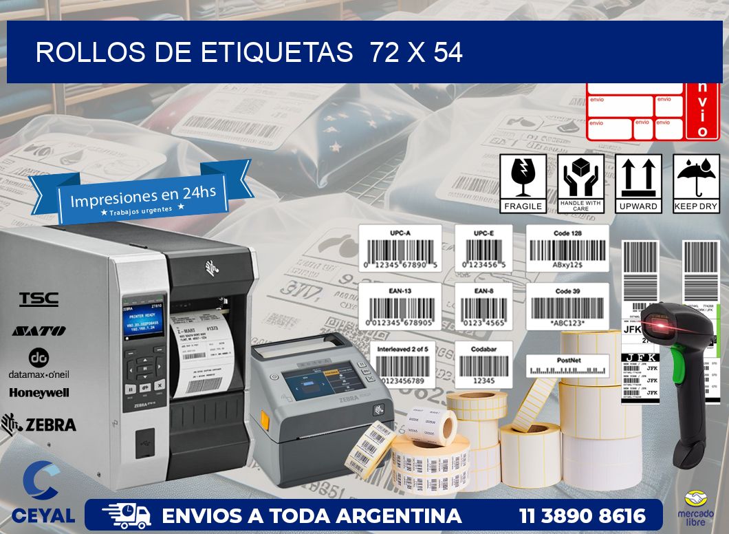 ROLLOS DE ETIQUETAS  72 x 54