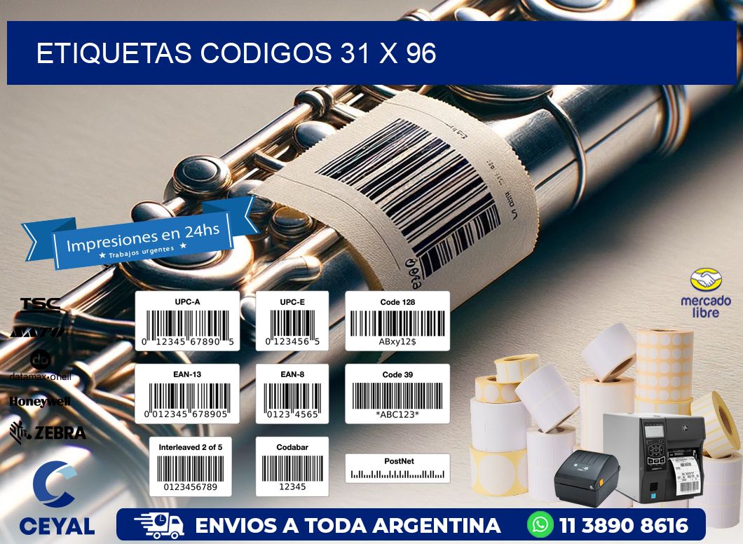 etiquetas codigos 31 x 96