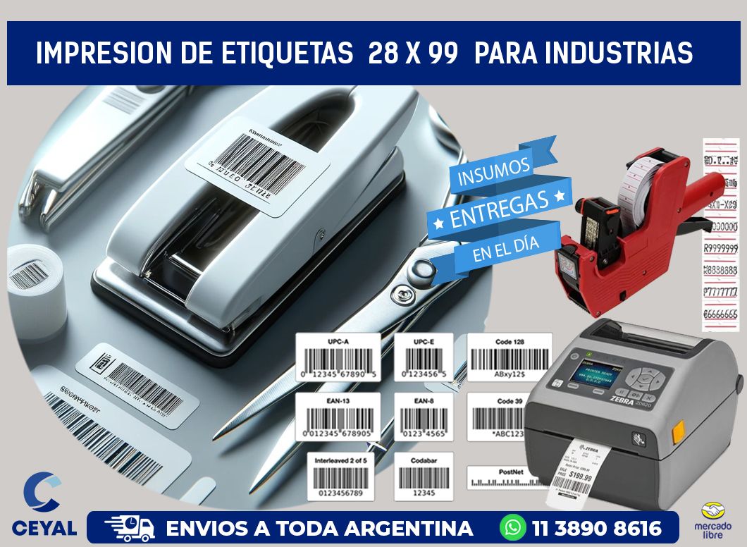 impresion de etiquetas  28 x 99  para industrias