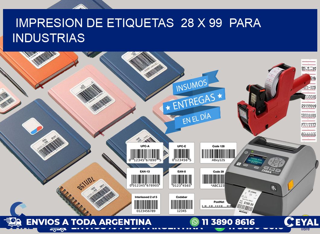 impresion de etiquetas  28 x 99  para industrias