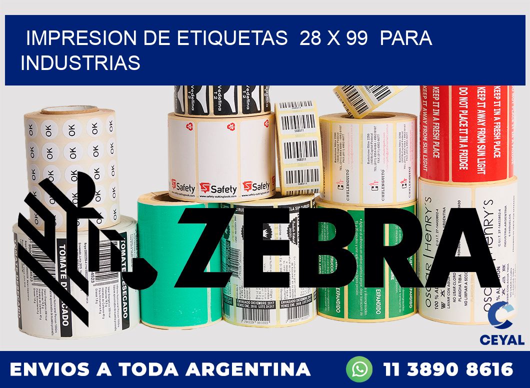 impresion de etiquetas  28 x 99  para industrias