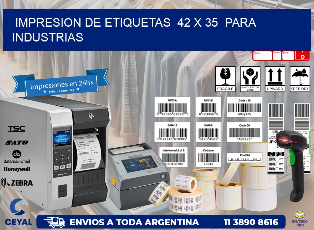 impresion de etiquetas  42 x 35  para industrias