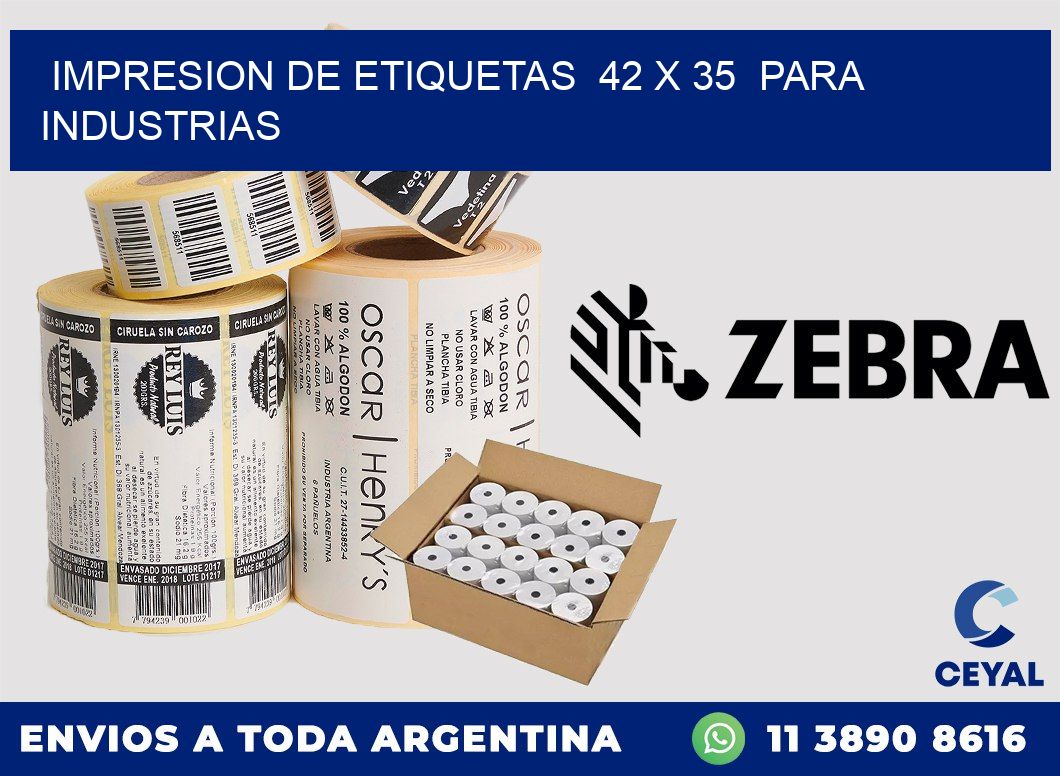 impresion de etiquetas  42 x 35  para industrias