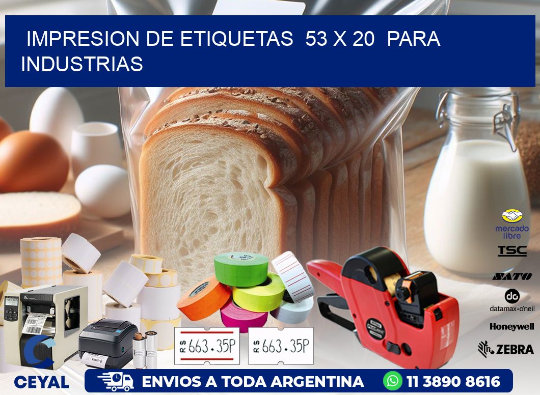 impresion de etiquetas  53 x 20  para industrias