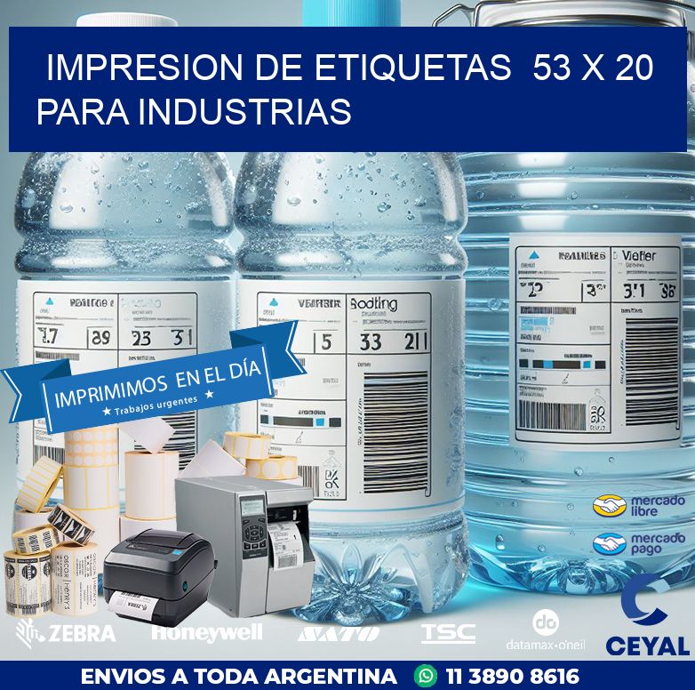 impresion de etiquetas  53 x 20  para industrias