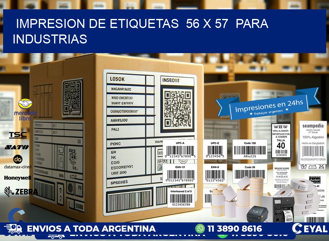 impresion de etiquetas  56 x 57  para industrias