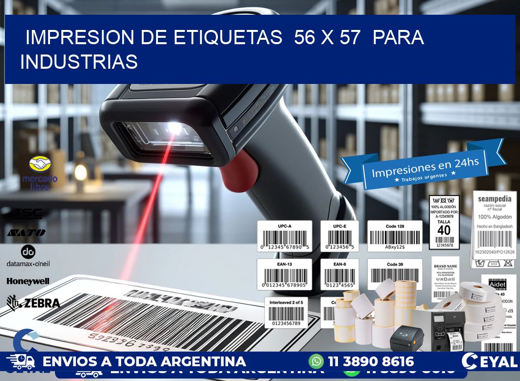 impresion de etiquetas  56 x 57  para industrias