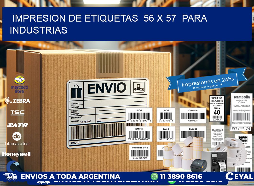 impresion de etiquetas  56 x 57  para industrias