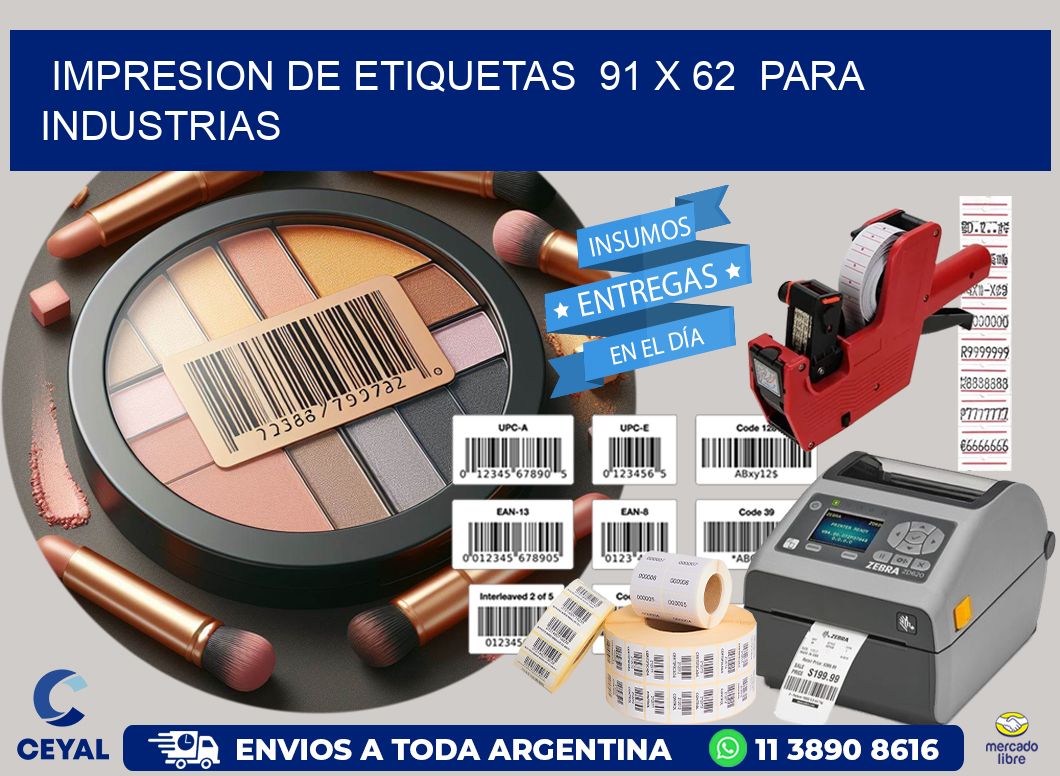 impresion de etiquetas  91 x 62  para industrias