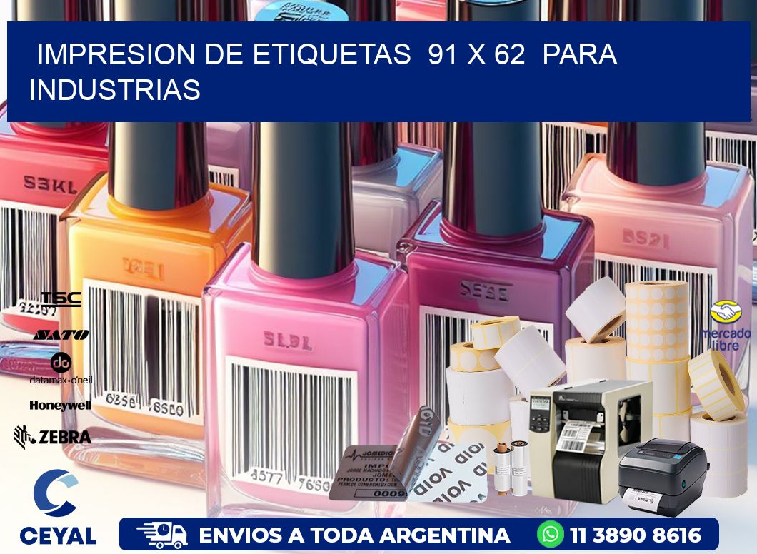 impresion de etiquetas  91 x 62  para industrias