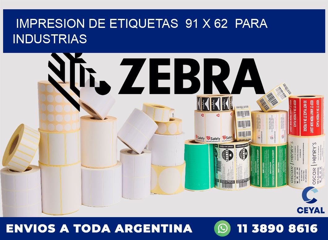 impresion de etiquetas  91 x 62  para industrias