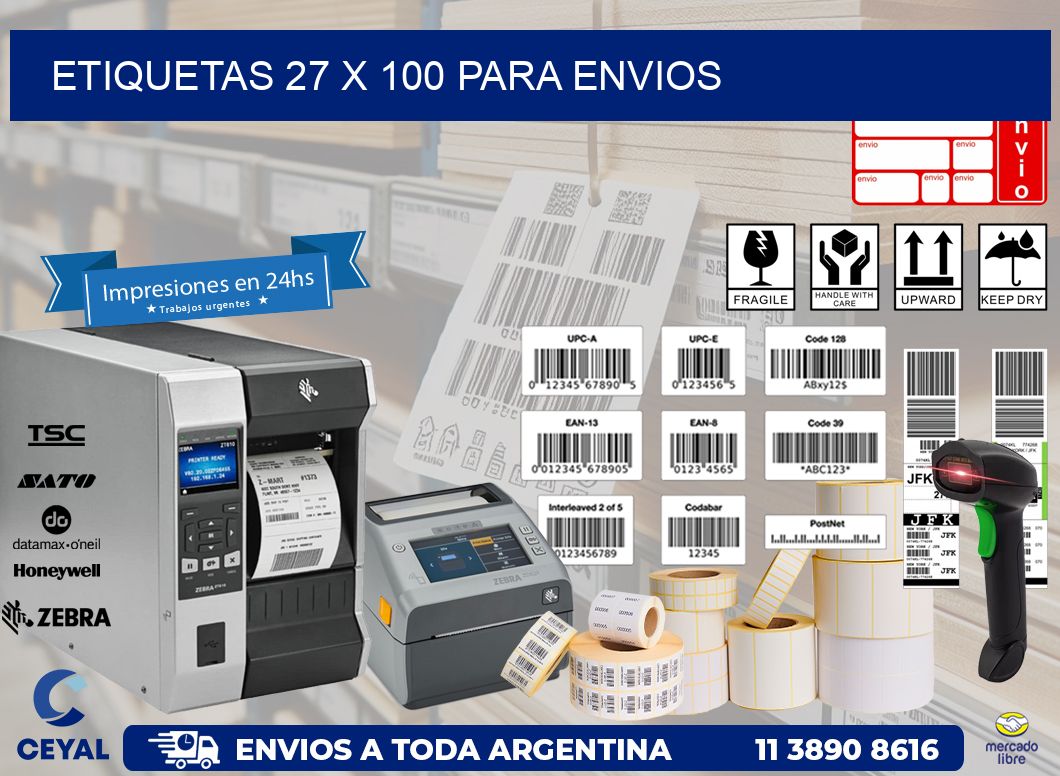 ETIQUETAS 27 x 100 PARA ENVIOS