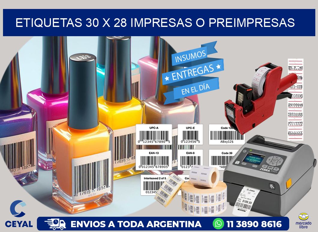 ETIQUETAS 30 x 28 IMPRESAS O PREIMPRESAS