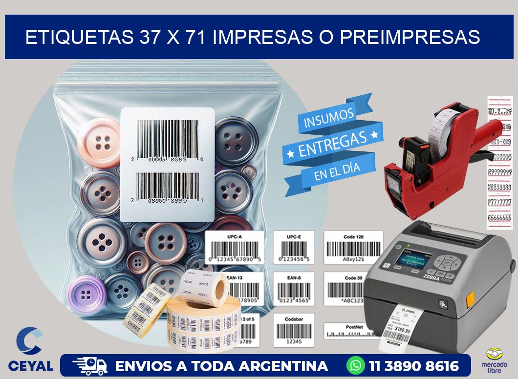 ETIQUETAS 37 x 71 IMPRESAS O PREIMPRESAS