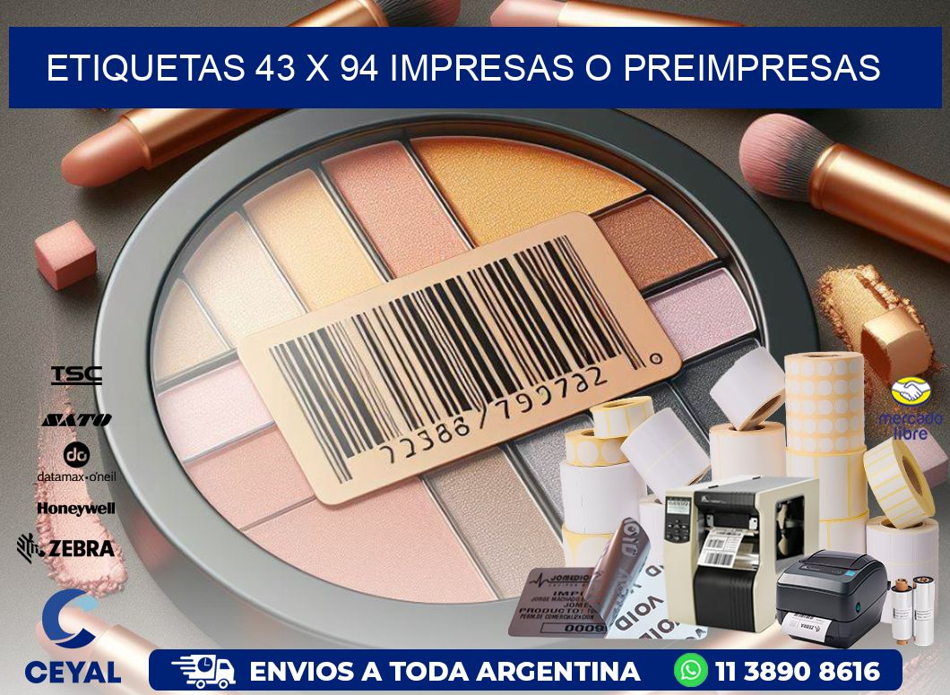 ETIQUETAS 43 x 94 IMPRESAS O PREIMPRESAS