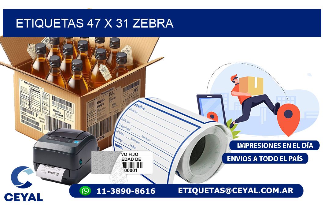 ETIQUETAS 47 x 31 ZEBRA