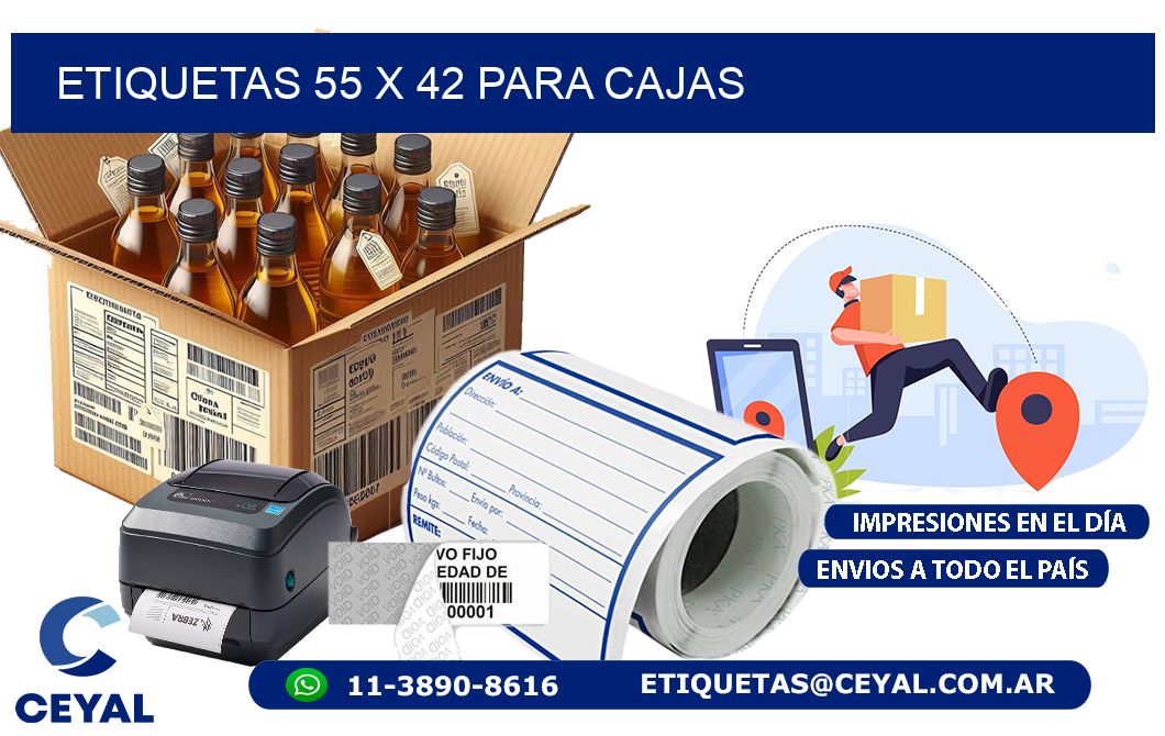 ETIQUETAS 55 x 42 PARA CAJAS