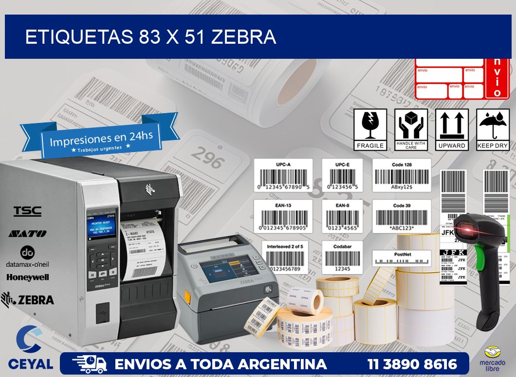 ETIQUETAS 83 x 51 ZEBRA