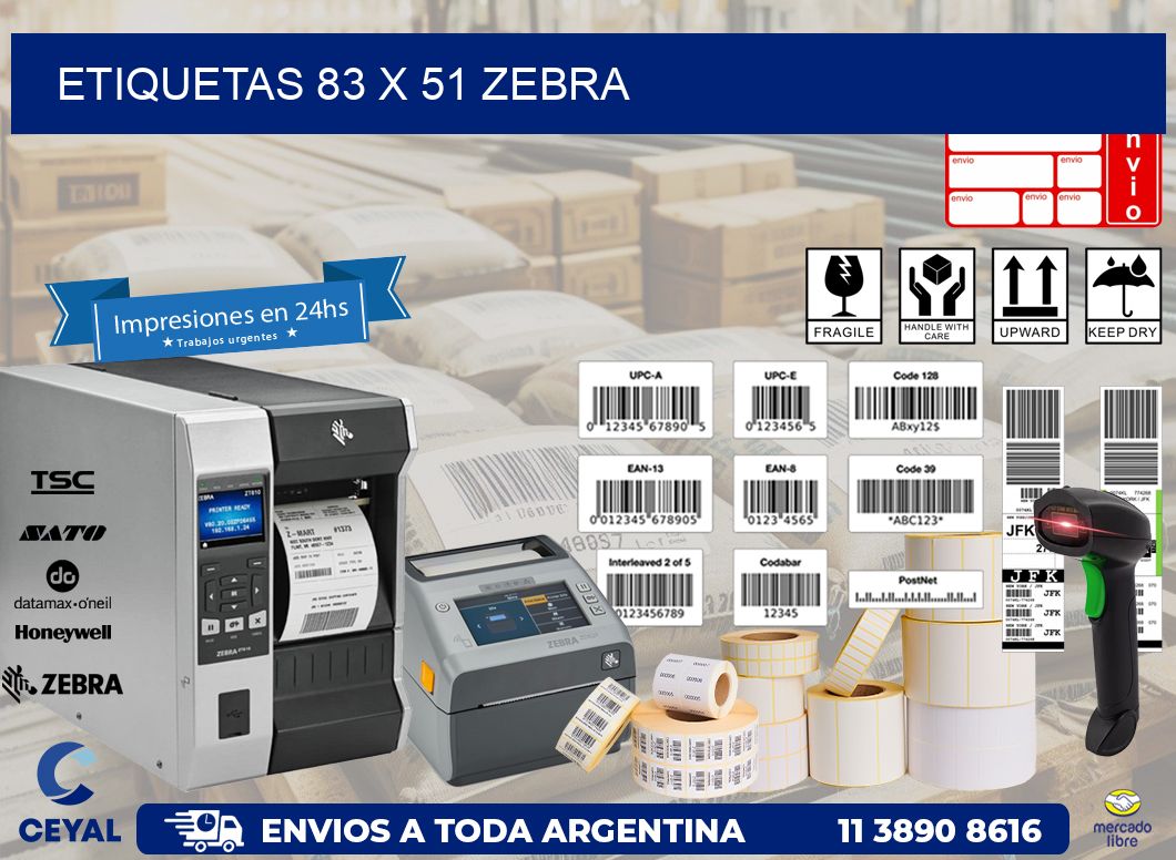 ETIQUETAS 83 x 51 ZEBRA